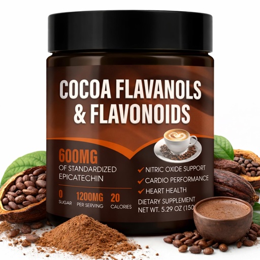 [BRSRECQECMOQMF35] High Flavanol Cocoa Powder – 1200mg per Serving with Cocoa Flavanols, Flavonoids & 600mg Epicatechin – Supports Heart Health, Nitric Oxide & Energy