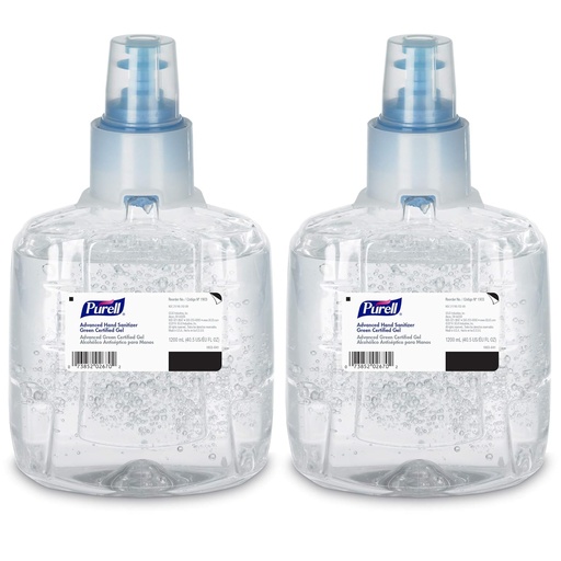 [BRSWI2YHBAORGALM] Purell Advanced Green Certified Hand Sanitizer Gel, 1200 mL Sanitizer Refill for Purell LTX Touch-Free Dispenser (Pack of 2) - 1903-02