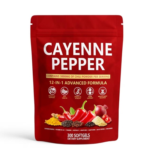 [BRSREGD7OV6GCEQ7] Granata Cayenne Pepper - 300 Softgels, Cayenne Pepper Softgels Supplement, Supports Leg Vein, Digestive Health & Gut Health, with Vitamin D3+K2, Beetroot, Grape Seed and Other Extracts