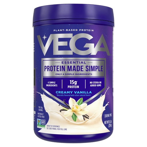 [BRSWGAATOECRO2TB] Vega Protein Made Simple Protein Powder, Vanilla - Stevia Free, Vegan, Plant Based, Healthy, Gluten Free, Pea Protein for Women and Men, 9.2 oz (Packaging May Vary)