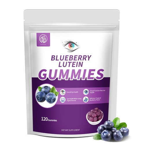[BRSROCQNC4IAOHTJ] Hudetex Blueberry Lutein Gummies with 120 Count - 2 Month Supply, Eye Health Support Supplement for Kids and Adult, Contains Blueberry Juice (30 mg/Gummy) & Lutein (20 mg/Gummy)