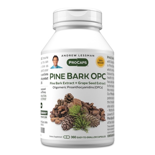 [BRSWIHARDF7RWALK] ANDREW LESSMAN Pine Bark OPC Anti-Oxidant Extracts 360 Capsules - Supports Tissues and Organ Systems to Neutralize Damaging Free-Radicals, Proanthocyanidins, Powerful Anti-oxidant, No Additives