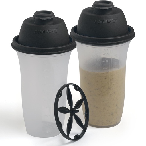 [BRSRAAD2AFYQM3TP] SIGNORA WARE Shaker Bottles | 17-Ounce Plastic Protein Shake Bottle for Meal Replacement Shakes & Smoothies, Beverages, Mixing Salad Dressing & Sauces, Margarita, & More | 2 Pack