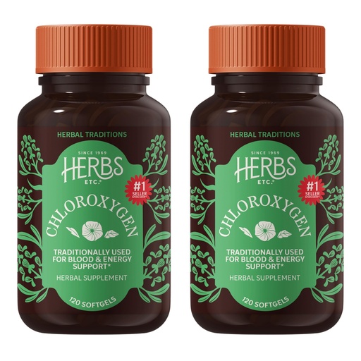 [BRSREZYFOEDQ2CDP] Herbs Etc. ChlorOxygen Chlorophyll Concentrate Softgels - High-Potency Chlorophyll for Detoxification Support - Deodorizing - Skin, Gut & Energy Support - 120 Count (120 Servings, 2-Pack)