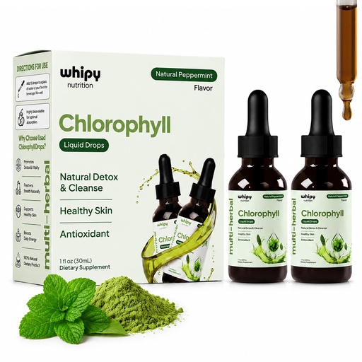 [BRSRGBACPN4BS23F] 2 Pack Chlorophyll Liquid Drops for Women and Men, Liquid Chlorophyll Drops with Sodium Copper Chlorophyllin, Healthy Skin and Antioxidant Support, Natural Peppermint, 2x1fl oz