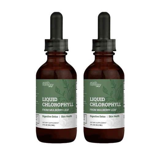 [BRSRGCTROJ7RQH3A] Earth Harmony Liquid Chlorophyll, Liquid Drops for Immune System Support, Natural Internal Deodorant, Vegan Chlorophyll Drops with Glycerin-Clorofila Liquida, Chlorophyllin Detox Cleanse (2-Pack)