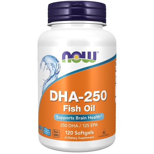 [BRSWIY32BQNBSYD6] NOW Foods Supplements, DHA-250 with 125 EPA, Molecularly Distilled, Supports Brain Health*, 120 Softgels
