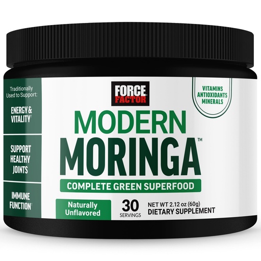 [BRSRGA3YDN6GMC3H] Force Factor Modern Moringa Powder to Support Energy, Vitality & Immune Health, Complete Green Superfood with Antioxidants, Naturally Unflavored, ~30 Servings