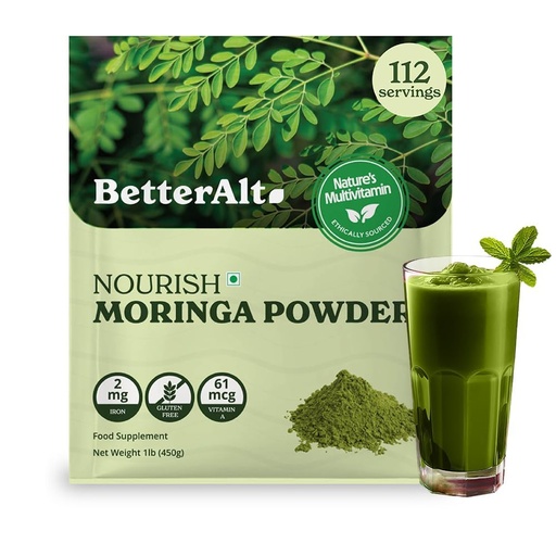 [BRSRAZQ3OEPQ42YU] Generic Moringa Powder 450g (112 Servings), Moringa Leaf Powder for Immunity, Skin & Hair, Boosts Metabolism, Rich Source of Calcium, Iron & Antioxidants Pack of 1