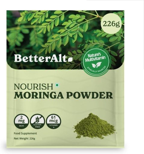 [BRSRAZQTAFYRAALB] Generic Moringa Powder 226g, Moringa Leaf Powder for Immunity, Skin & Hair, Boosts Metabolism, Rich Source of Calcium, Iron & Antioxidants