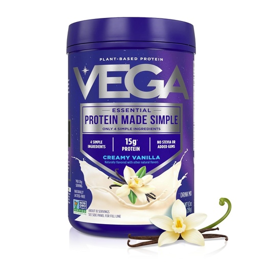 [BRSROZDYOIFAKE3V] Vega Protein Made Simple Vanilla (10 Servings) Stevia Free Vegan Protein Powder, Plant Based, Healthy, Gluten Free, Pea Protein for Women and Men, 9.2 Oz (Pack of 12)