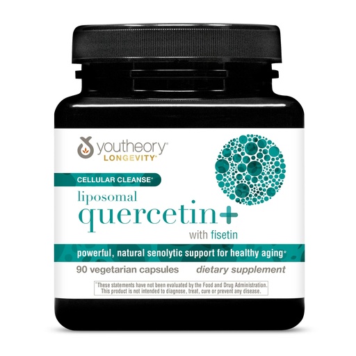 [BRSRGHTQAV6AE2D3] Youtheory Longevity Liposomal Quercetin+ with Fisetin Capsule, 90 Vegetarian Capsules, Powerful, Natural Senolytic Support for Healthy Agin