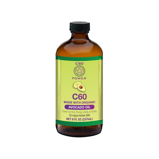 [BRSWGZI5DEFRQCYY] C60 Power C60 in Organic Avocado Oil - Natural Wellness & Antioxidant Support for Men & Women, 99.99% Pure Carbon Fullerenes, Promotes Energy, Mental Clarity, & Stamina - 8 fl oz Bottle
