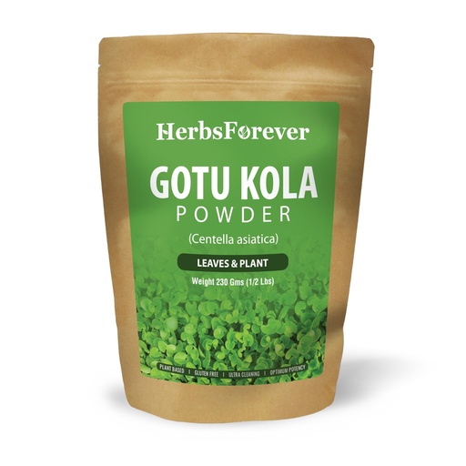 [BRSRACT2BMORO2T3] HerbsForever Gotu Kola Powder(Centella Asiatica)Leaves & Plant-Supports Intelligence, Calm & Skin Clear| Wild Harvested -Non GMO- 2X Potency | Ultra Clean |NO Sand & Mud| Steam Sterilized |8oz-1/2LBS