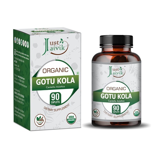[BRSW22Y3CENQGDQZ] Just Jaivik 100% Organic Gotu Kola Tablets (Centella Asiatica)- 750mg (Pack of 90 Tablets)- Dietary Supplement for Brain Wellness and Stress Free Life*