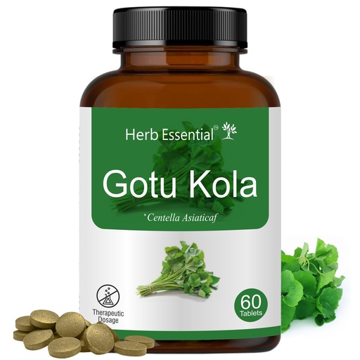 [BRSWGFT6DN6RS2TV] Herb Essential Gotukola Tablets 500mg, 60 Tabs, Ayurvedic Herb Extract