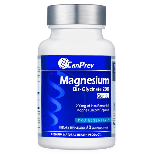 [BRSWYYYTAACWC2TU] CanPrev Magnesium BisGlycinate 200mg Gentle 60 Veg Caps, 60-Day Supply, Chelated Magnesium Supplement for Bone & Muscle Support, Easy to Digest, Promote Relaxation & Comfort, Vegan, Non-GMO, No Sugar