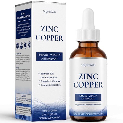 [BRSRYYL4DJ7WGE3J] Zinc Copper Liquid Drops, Zinc Supplements for Women and Men, Zinc Bsglycinate with Selenium, Vitamin C & D3, B6 for Immune Health, Mineral Balance, Antioxidant, Liposomal for High Absorption 2 Fl Oz