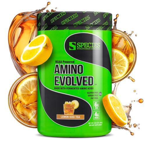 [BRSWYCQ2AAAQA3DD] Species Nutrition Amino Evolved EAA & BCAA Powder, Fermented Branched Chain Amino Acids, Muscle Recovery & Endurance, Pre & Post Workout Supplement (Lemon Iced Tea, 30 Servings)