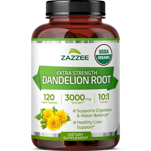 [BRSROFQ7OIBQYC3U] Zazzee USDA Organic Dandelion Root 10:1 Extract, 120 Capsules, 4 Month Supply, Liver & Detox Support, Taraxacum Officinale, Organic Herbal Supplement, All-Natural, Non-GMO, Made in the USA