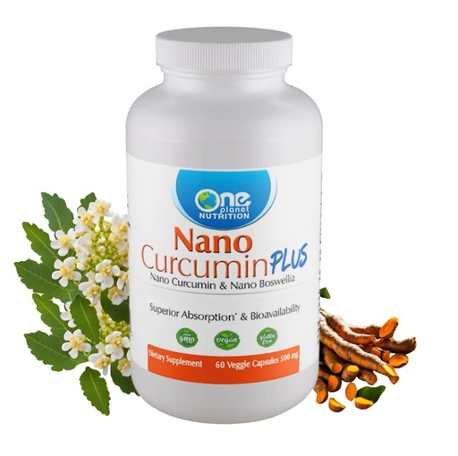 [BRSREHYTBZYBGHTK] One Planet Nutrition Nano Curcumin Plus Capsules - 500 mg (60 Count) - Nano Particle Size Turmeric & Boswellia for High Absorption - Supports Overall Health - Gluten Free, Non GMO, Vegan