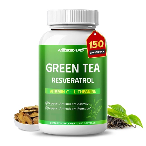 [BRSREZD3PMGWAA3D] Green Tea Extract, EGCG, Caffeine, Vitamin C & L-Theanine – Support Metabolism & Antioxidant Health – 150 Capsules