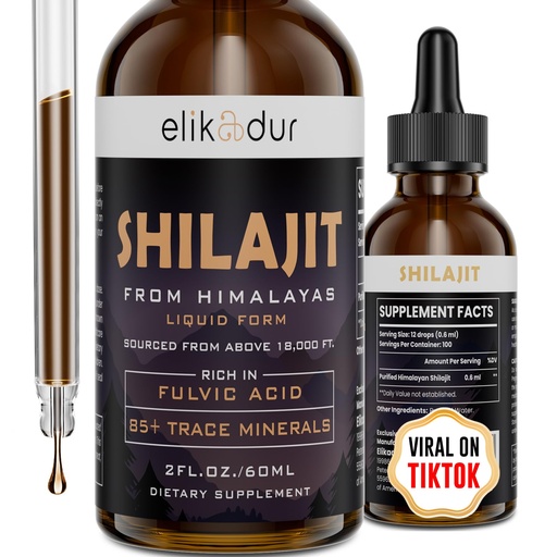 [BRSROHAFB4PQEH3B] Shilajit Resin Organic Liquid Supplement, Shilajit Himalayan Organic, Liquid Vitamins for Women and Men, 85+ Trace Minerals, Alternative to Resin & Capsules, Energy & Immune Function, Vegan, 60 ml