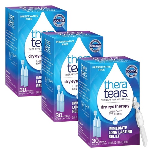 [BRSWIF35BYCG2HT6] TheraTears Dry Eye Therapy Lubricating Eye Drops for Dry Eyes, Preservative Free eye drops, 30 Single-Use Vials (Pack of 3)