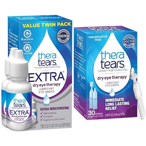 [BRSROBL3DJ6BUF3U] TheraTears Extra Dry Eye Therapy Lubricating Eye Drops for Dry Eyes, 0.5 fl oz Bottle & Dry Eye Therapy Lubricating Eye Drops for Dry Eyes, Preservative Free Eye Drops
