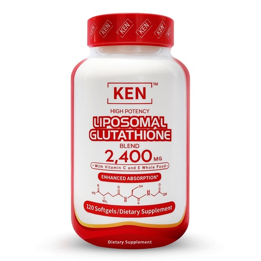 [BRSREFTQCRYB43LZ] KEN High Potency Liposomal Glutathione with MCT Oil, Antioxidant for Cell Protection, Immune & Liver Support, 2400 mg Blend with Vitamin C & E for Energy & Skin, Non-GMO 120 Halal Bovine Softgels