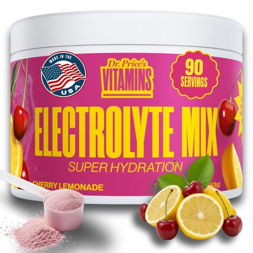 [BRSRA235CAHWMCTX] Dr. Price’s Electrolytes Powder Bulk – Cherry Lemonade, 90 Servings | Sugar Free Hydration Drink Mix with 72+ Trace Minerals, Manganese | Keto, Vegan, Doctor-Formulated, Made in USA