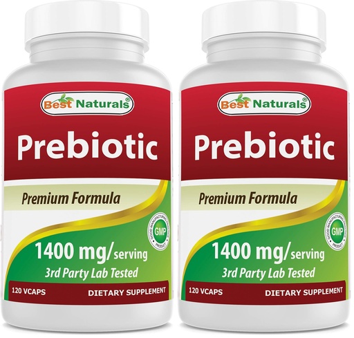 [BRSREAD7B54AGFYZ] Best Naturals Prebiotics Fiber XOS (Xylo Oligosaccharide) 1400mg Serving 120 Veg Capsules (Pack of 2)