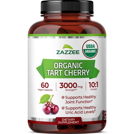 [BRSRGCQ2BMIAYCD7] Zazzee USDA Organic Tart Cherry 10:1 Extract, 60 Vegan Capsules, 2 Month Supply, Montmorency Cherry, Daily Wellness Antioxidant Support, Organic Herbal Supplement, All-Natural, Non-GMO, Made in USA