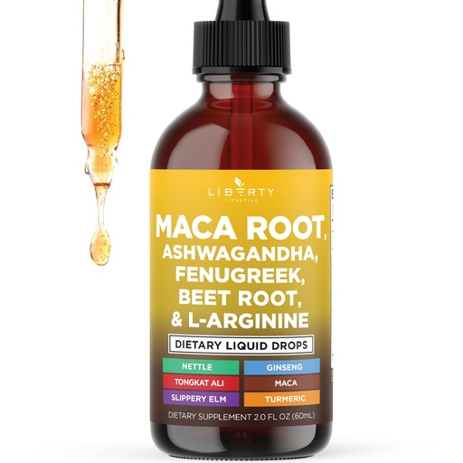 [BRSREFT4OEFGKHLJ] Liberty Lifestyle Organic Maca Root Liquid Drops with Ashwagandha, Nettle, Fenugreek, Beet Root and L-Arginine Liquid Multivitamin for Women and Men - 2oz