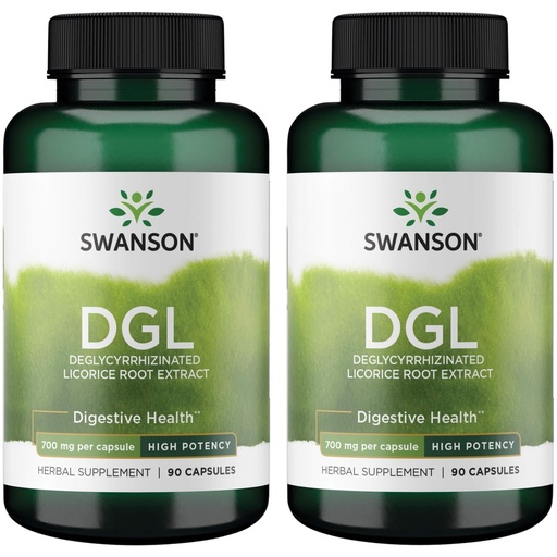 [BRSRMZT3B4MQI2DF] Swanson High Potency DGL (Licorice) - Herbal Supplement Promoting Digestive Health & GI Tract Support - Natural Stomach Soother Made with Licorice Root Extract - (90 Capsules, 750mg Each) (2 Pack)