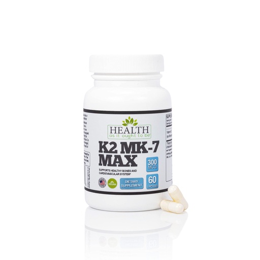 [BRSWKEAYCABQAFDU] Health As It Ought To Be Vitamin K2 MK-7 Max 300 mcg Supplement – Extra Strength, Soy-Free Formula for Bone and Cardiovascular Health Support – 60 Capsules