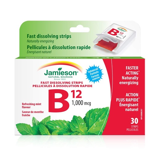 [BRSWIEIZOQMWCDD4] Jamieson Vitamin B12 1,000 mcg Fast Dissolving Strips, 30 Strips