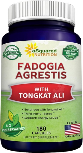 [BRSROYL6C4MWOYLZ] aSquared Nutrition Fadogia Agrestis 600mg and Tongkat Ali 400mg Supplement (180 Capsules) - Fadogia Agrestis Extract & Powder Complex Pills for Men & Women