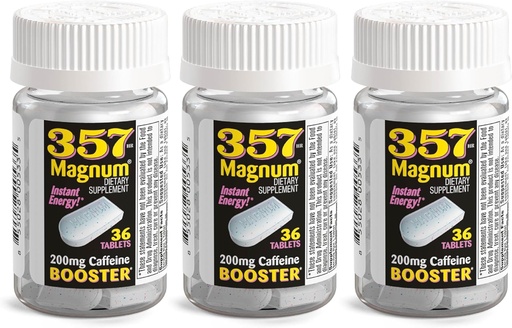 [BRSWIZQ3AEHWMFTA] 357 Magnum - Energy Tablets Geformuleerd met Cafeïne - 36 Capsules - 3 Pack