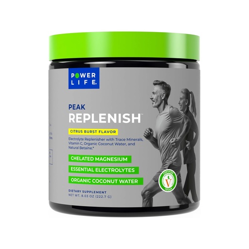 [BRSRGBICAF7GG2DK] POWERLIFE Peak Replenish - High Absorption Magnesium Electrolyte Powder with Organic Coconut Water, and Trace Minerals, 30 Servings