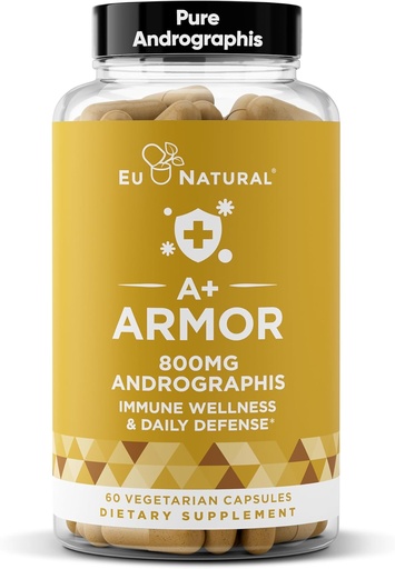[BRSWGEADB4MQKAL3] A+ Armor Andrographis Pure 800 Mg – Healthy Immune System Function, Physical Wellness, Potent Strength for Seasonal Protection – Full-Spectrum & Standardized – 60 Vegan Soft Capsules