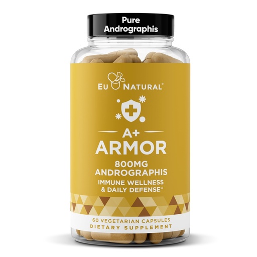 [BRSWGEADB4MQKAL3] Eu Natural A+ Armor Andrographis Pure 800 Mg - Healthy Immune System Function, Physical Wellness, Potent Strength for Seasonal Protection - Full-Spectrum & Standardized - 60 Vegan Soft Capsules