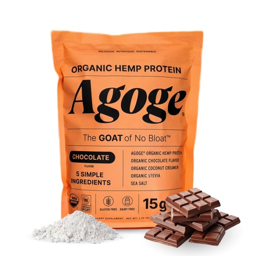 [BRSRGHQBAV7BQCIV] Agoge USDA Organic Hemp Protein Powder, Chocolate Flavor, 20 Servings | The Goat of No Bloat, NSF Certified for Sport, Essential Amino Acids, Plant-Based, Gluten Free, For Women & Men