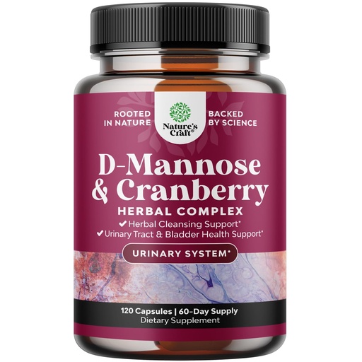 [BRSW2CQ2AEAQI3D3] D Mannose with Cranberry Supplement - D Mannose 1000mg per Serving Capsules for Kidney Defense Support & Cleanse and Urinary Tract Health for Women & Men - Adults Bladder Health Supplement - 120 Count