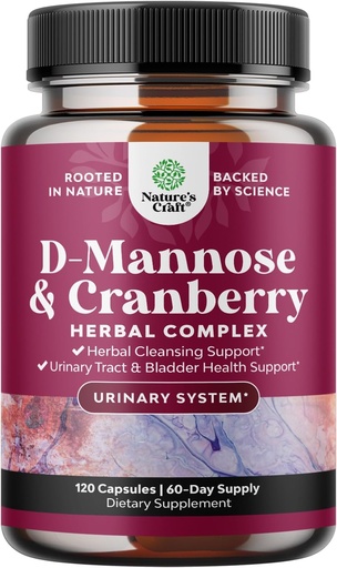 [BRSW2CQ2AEAQI3D3] D Mannose with Cranberry Supplement - Kidney Defense Support & Cleanse and Urinary Tract Health for Women & Men - 성인을위한 Bladder 건강 보충 - 120 조사