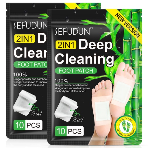 [BRSROEINA56QICTK] 2in1 20PCS Foot Pads, Natural Bamboo Vinegar Ginger Powder Foot Pads