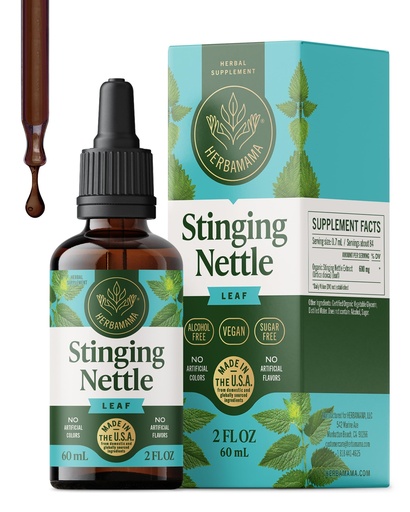 [BRSREEA3CAOW2ADJ] HERBAMAMA Stinging Nettle Leaf Tincture for Seasonal Support – Nettle Supplement for Immune Support & Water Retention* – Vegan, Non-GMO, Alcohol & Sugar-Free, 84-Day Supply