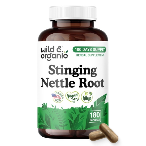 [BRSRAHA3BMDQGAD2] Wild & Organic Stinging Nettle Root Capsules - Stinging Nettle Root Extract - Supplement for Men and Women - 180 Vegan Capsules - 180 Days Supply - Non-GMO, Gluten-Free, No Fillers