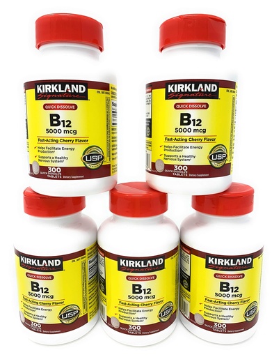 [BRSWGEIBPIIGGAAV] Kirkland Signature Sublingual B-12 5000 mcg, 5 Bottles (300 Tablets)