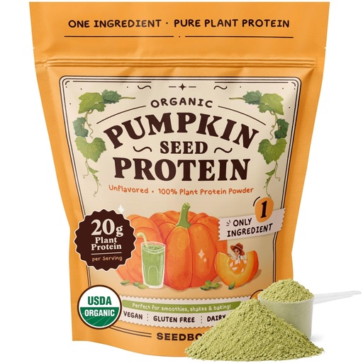 [BRSRGBIDCACBAEL2] Seedboy Organic Pumpkin Seed Protein Powder, Cold-Pressed, 20g Plant Protein, Single Ingredient, Unflavored, Vegan, Gluten Free, Non-GMO (1 lb)
